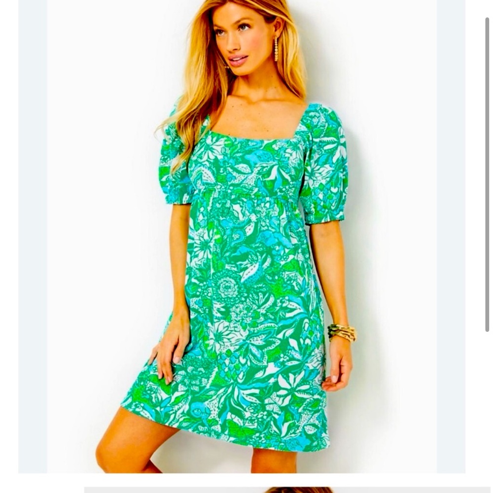Green floral Lily Pulitzer Delaney Short Sleeve Dress Size 2